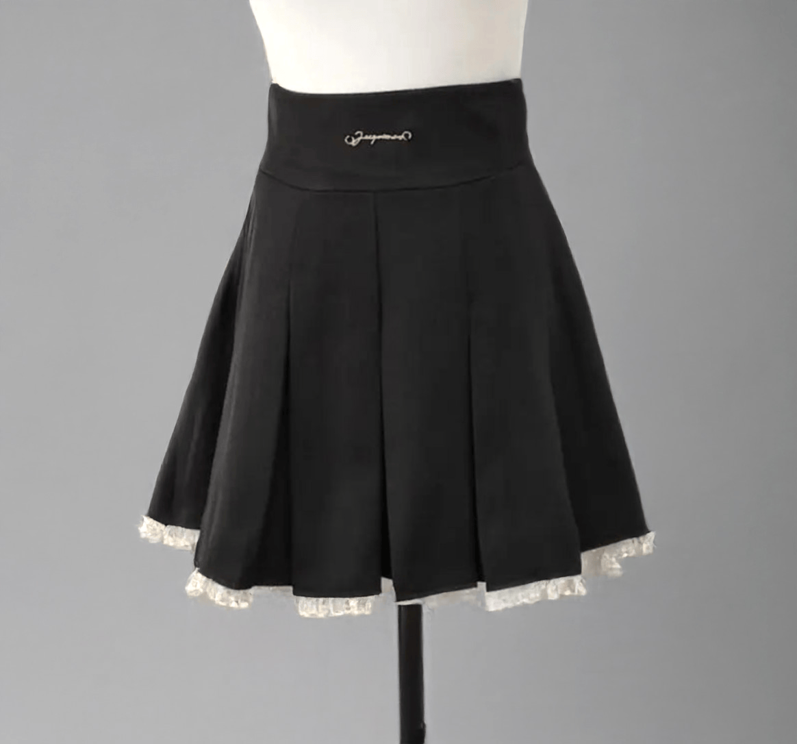 Double Layer Coat 2 Piece Set/ Pleated Skirt Kawaii Outfit