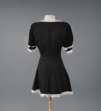 Double Layer Coat 2 Piece Set/ Pleated Skirt Kawaii Outfit