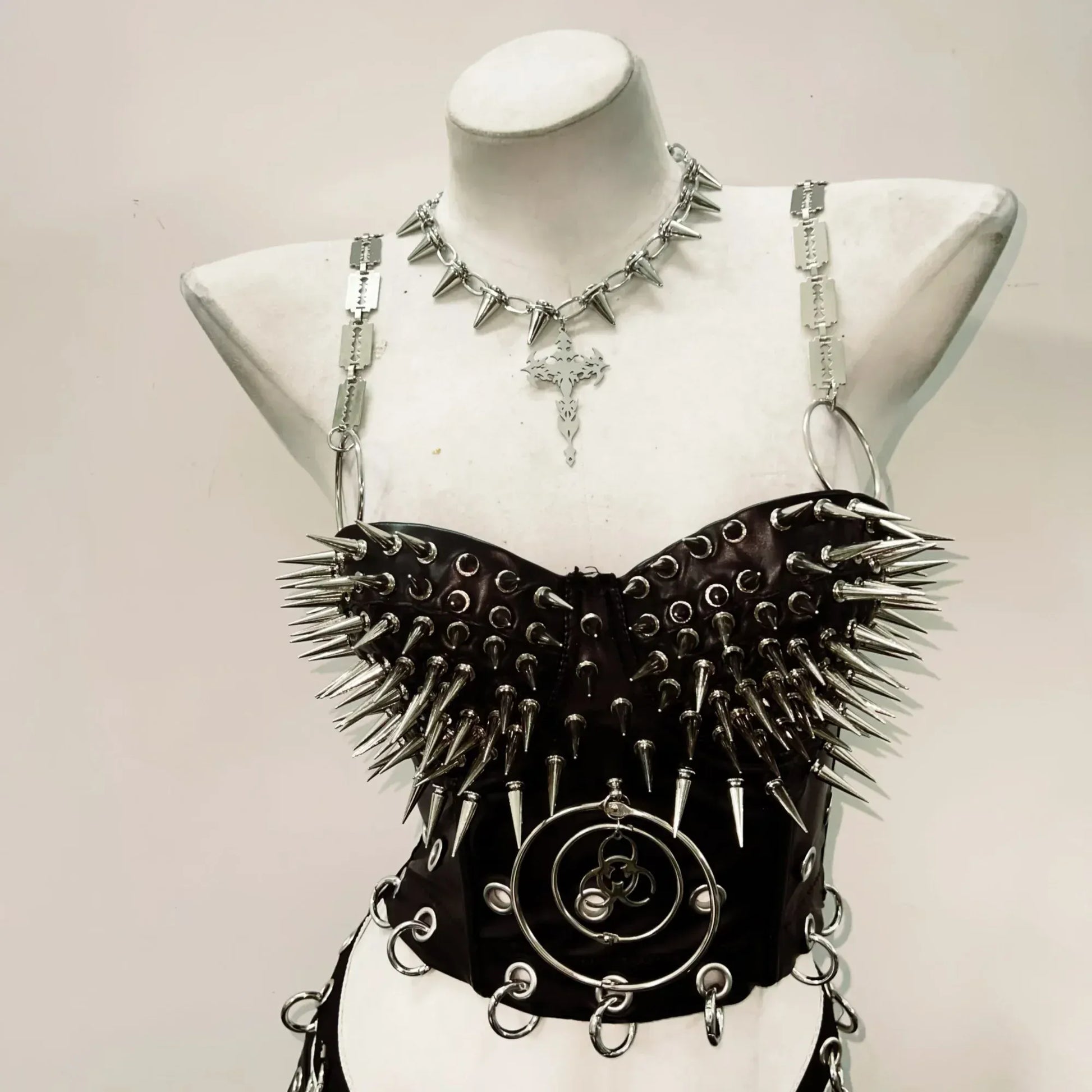 Edge Straps / S Gothic/ Punk Spiked Corset Black