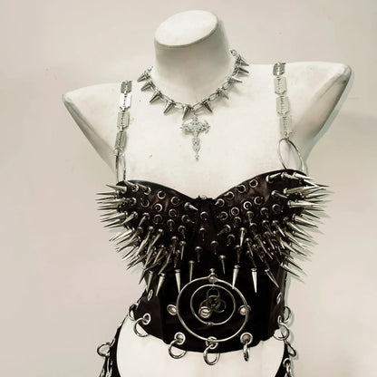 Edge Straps / S Gothic/ Punk Spiked Corset Black