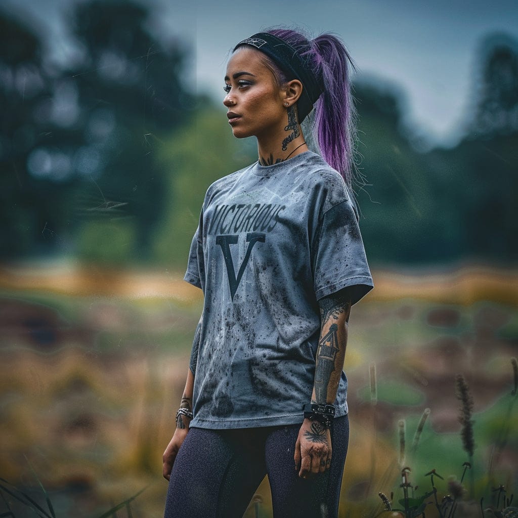 Faded Denim / S Victorious Imminent Force (Oversize Gym T-shirt)(Unisex)