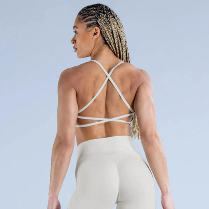 Feather rice / XS Dynamic Backless Sports Bra / High Impact Fitness / Gym Bra
