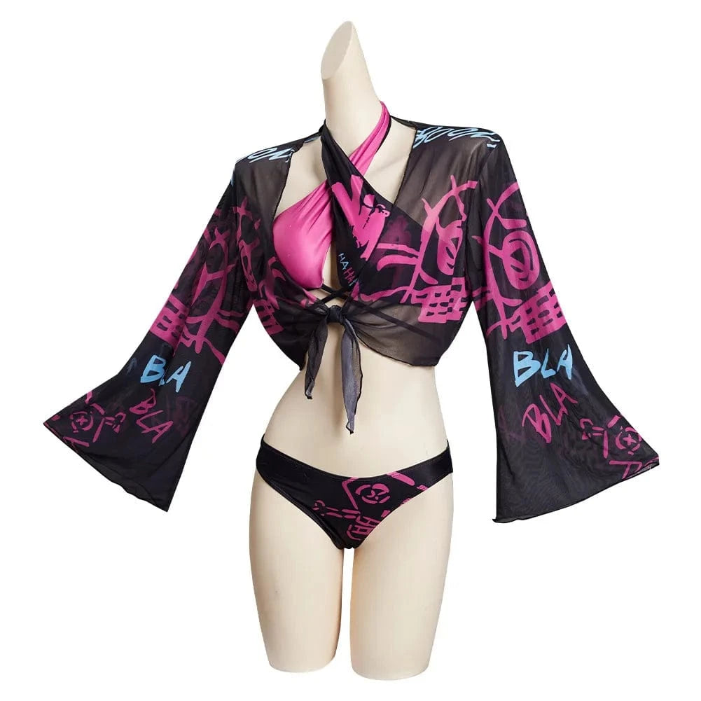 Female / XS Cosplay Jinx Arcane Bikini Swimwear Women Costume Game LoL Adult Fantasia Swimsuit Roleplay Outfits Halloween Carnival Suit