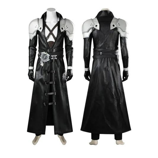 FF7 Sephiroth Cosplay Black/ Fantasy Leather Coat and Accessories