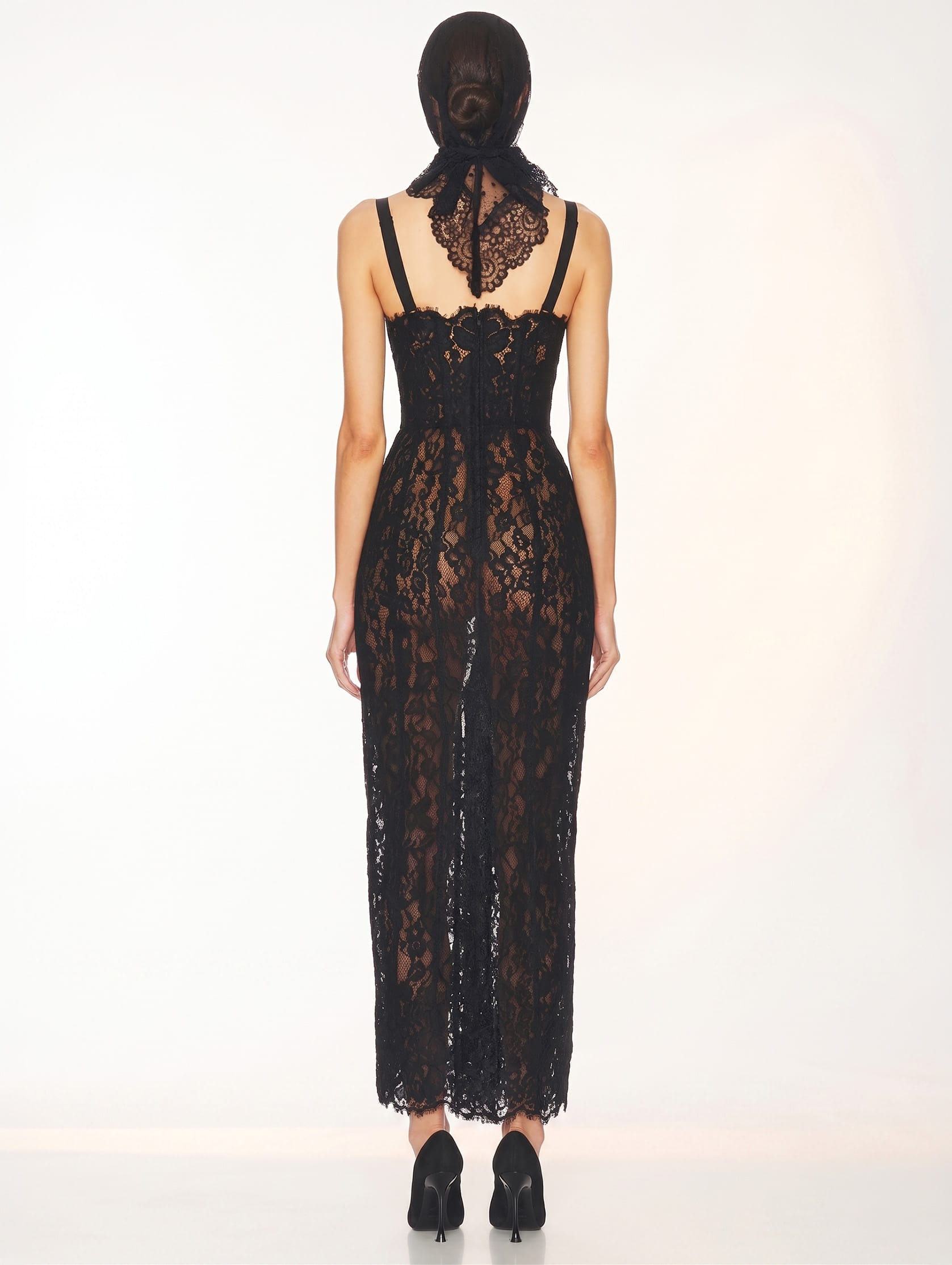 Floral Lace Spaghetti Strap Long Dress