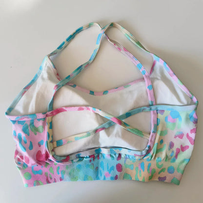 Floral Print Yoga Bra for Women/ Cross Back Gym Sports Bra
