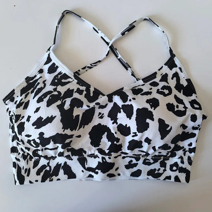 Floral Print Yoga Bra for Women/ Cross Back Gym Sports Bra