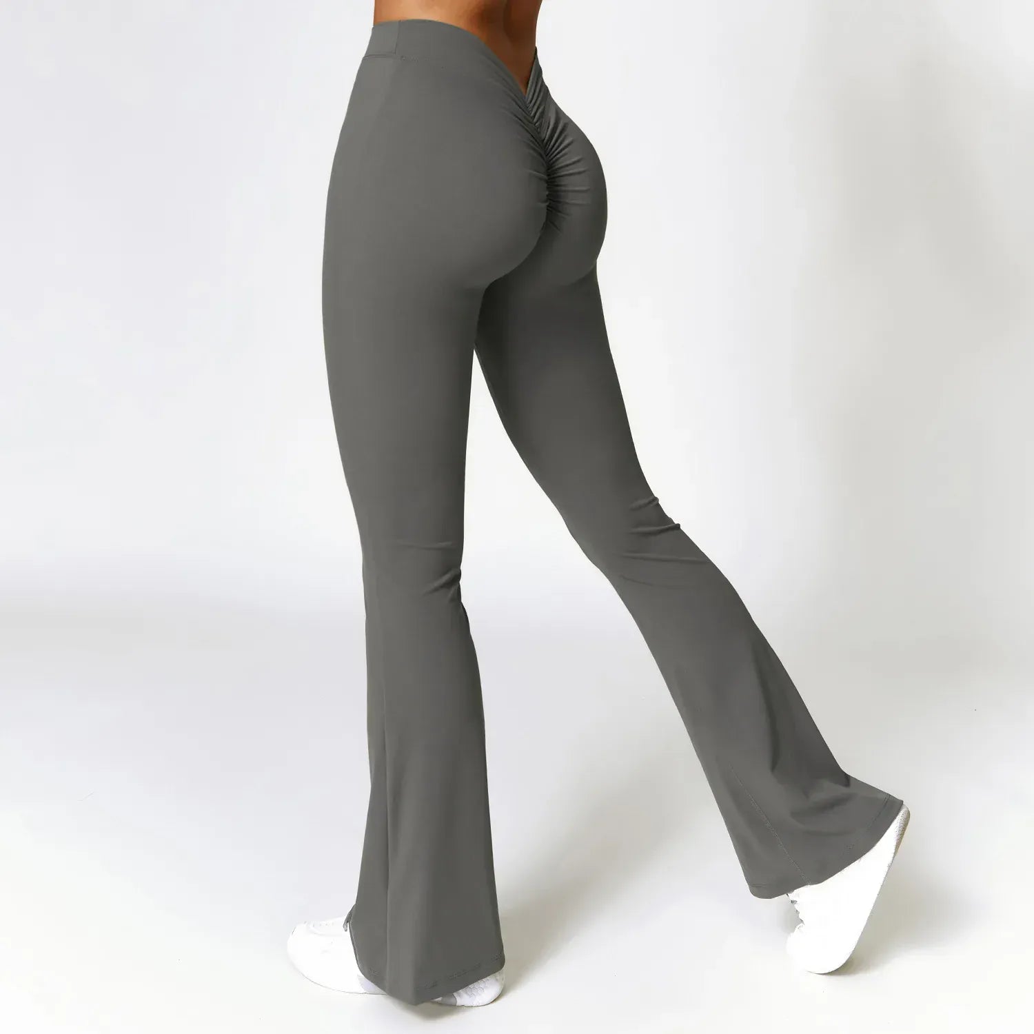 Free grey / M / CHINA V-shaped Hip Yoga Pants Flare Leggings Women High Waist Wide Leg Pants Women Gym Fitness Sports Flared Pant Dance Trousers