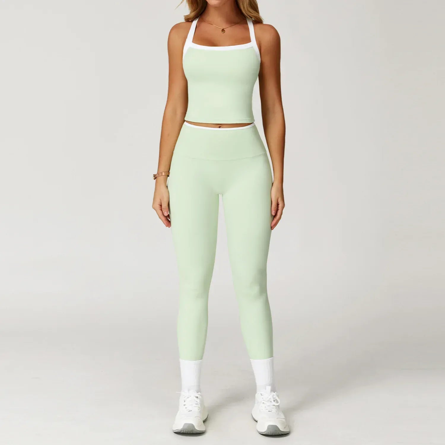Fruit Green Set 1 / S Women Tracksuit 2PCS Yoga Set / Nude Feeling Workout Sets (Victorious Sailor Strength Bra)