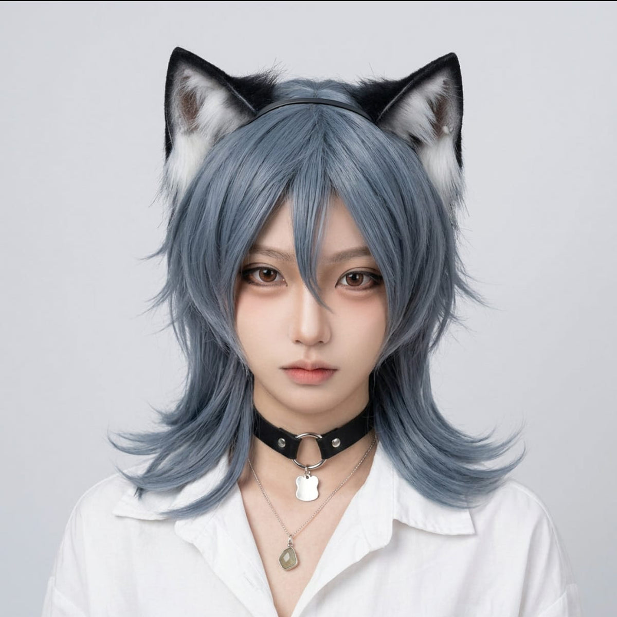 Full Blue Short Layered Wig with Bangs / Heat Resistant