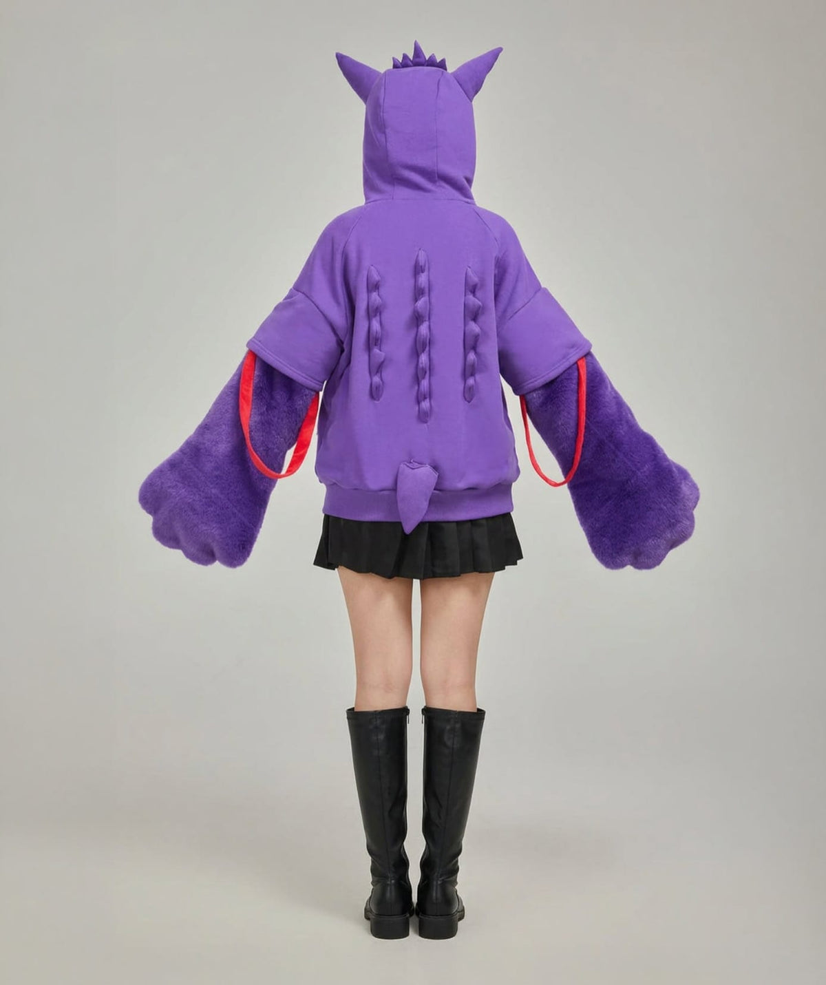 Gengar Ghost Gothic Paw Hoodie / Purple Hoodie with Ears and Tail