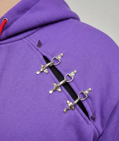 Gengar Ghost Gothic Paw Hoodie / Purple Hoodie with Ears and Tail