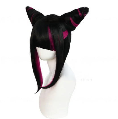 Han Juri Cosplay Wig /Black Rose Red Wig Cosplay / Street Fighter Cosplay