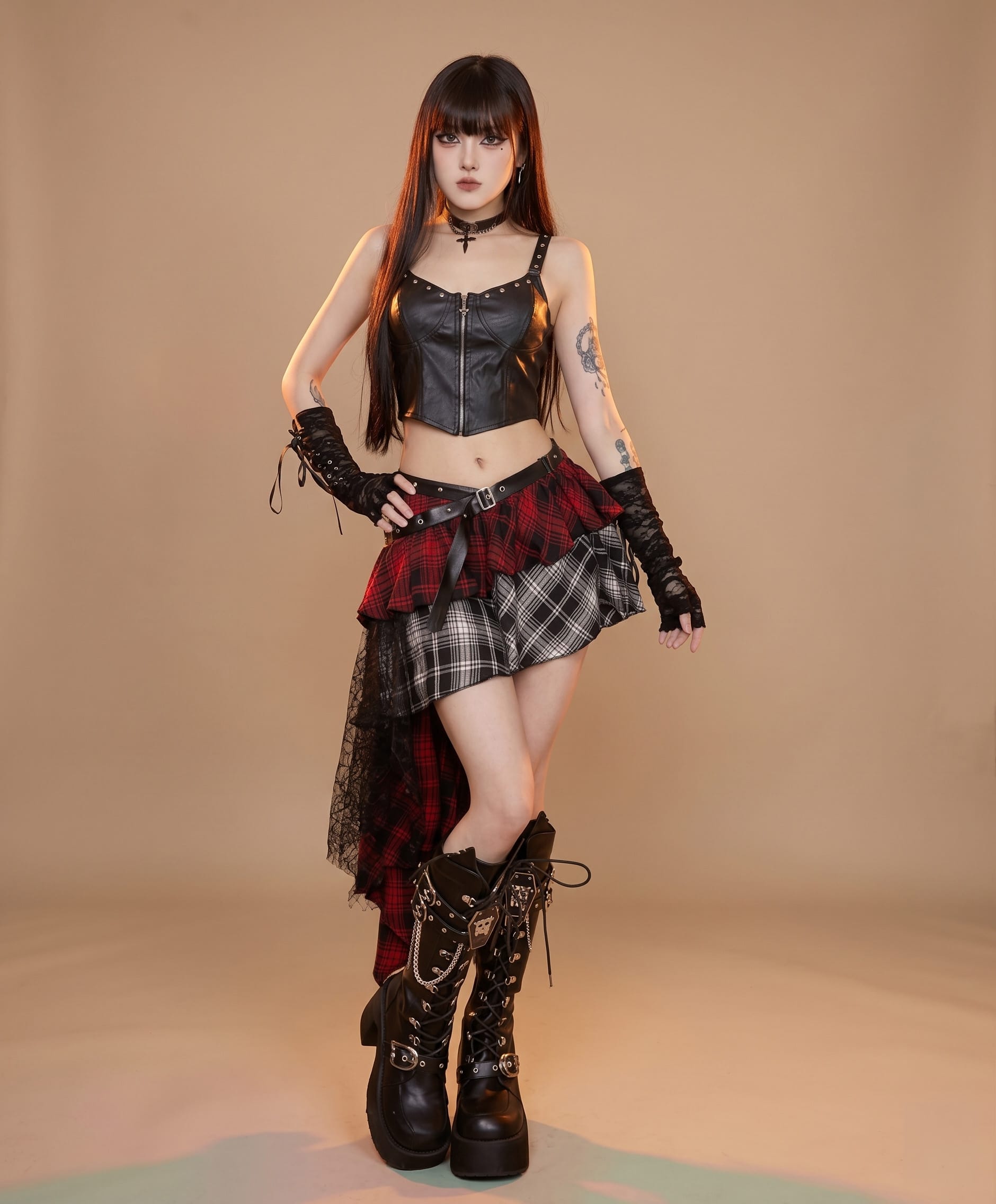 Gothic Harajuku Multi-Layer Skirt Set