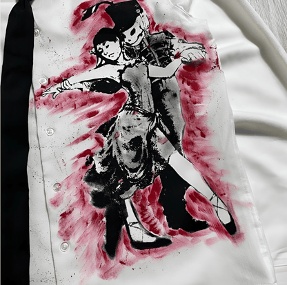 Gothic Punk Romance Couple Dancing Graphic Long Sleeved Shirt