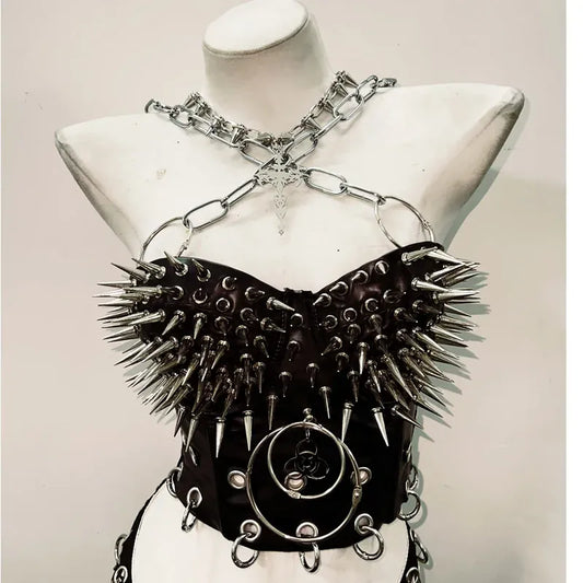 Gothic/ Punk Spiked Corset Black
