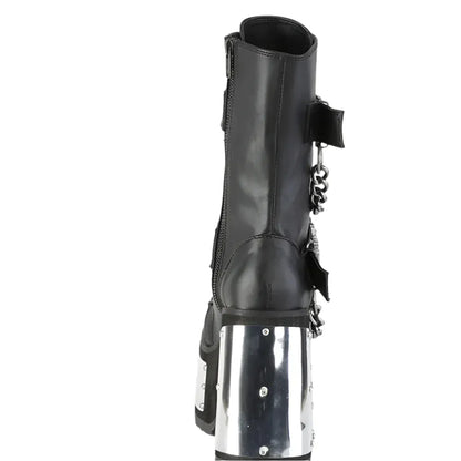 Gothic Skeleton Hand Rivets Chain Boots / Women's Round Toe Silver Platform Boots