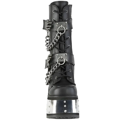 Gothic Skeleton Hand Rivets Chain Boots / Women's Round Toe Silver Platform Boots