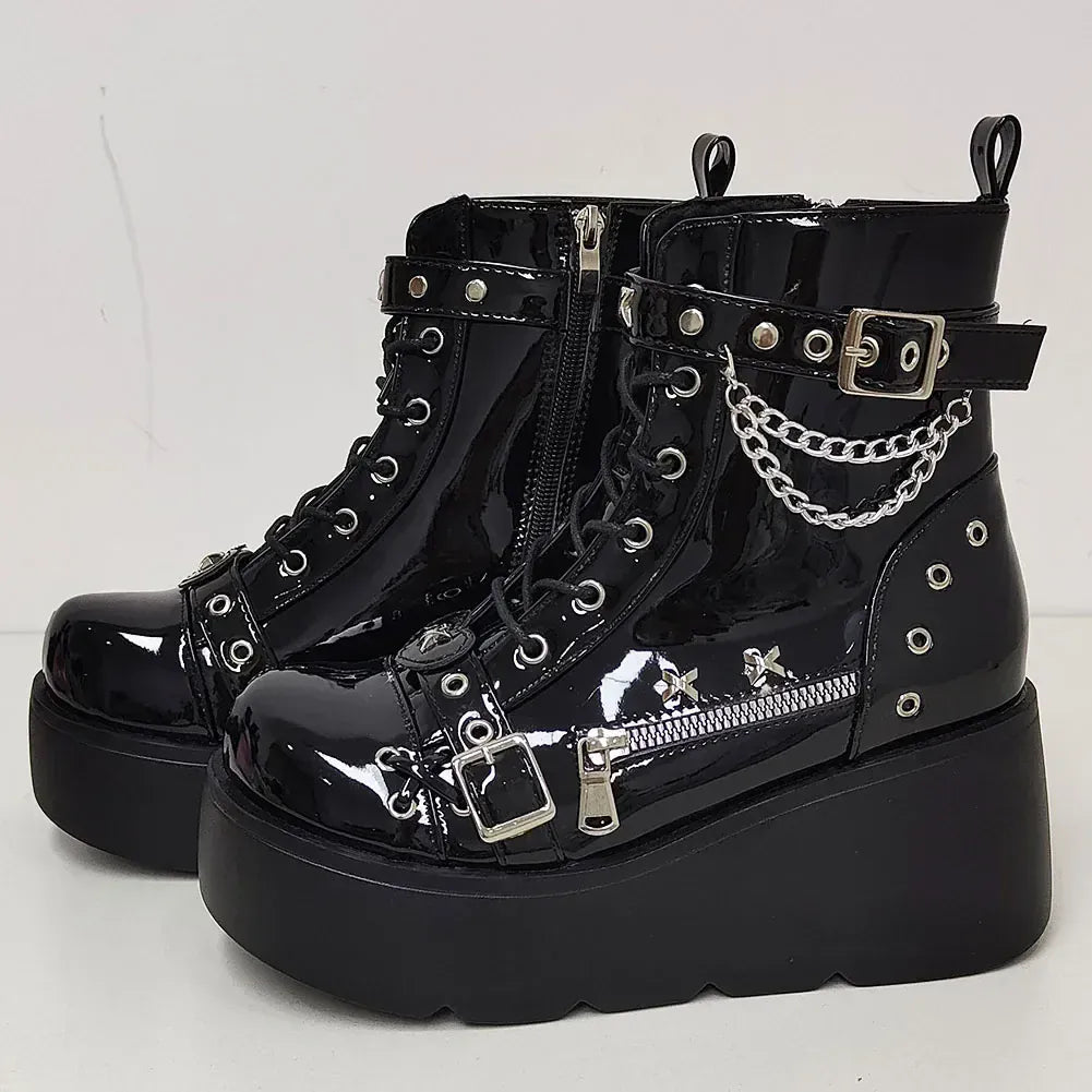 Gothic Style Platform Boots/ Vampire Cosplay Women Mid-calf Boots
