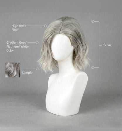 Gradient White/Grey/Platinum / 35cm Grace Ashcroft Cosplay Wig - Resident Evil Requiem
