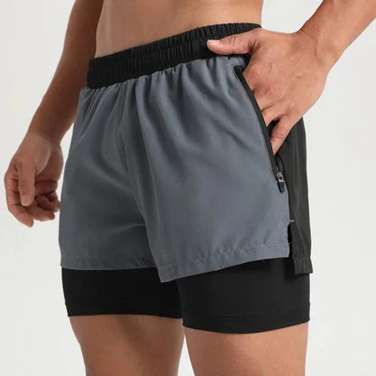 Gray / CHINA / (50-60kg) for M Victorious NovaGlow 2 in 1 Double-Layer Quick Dry Shorts