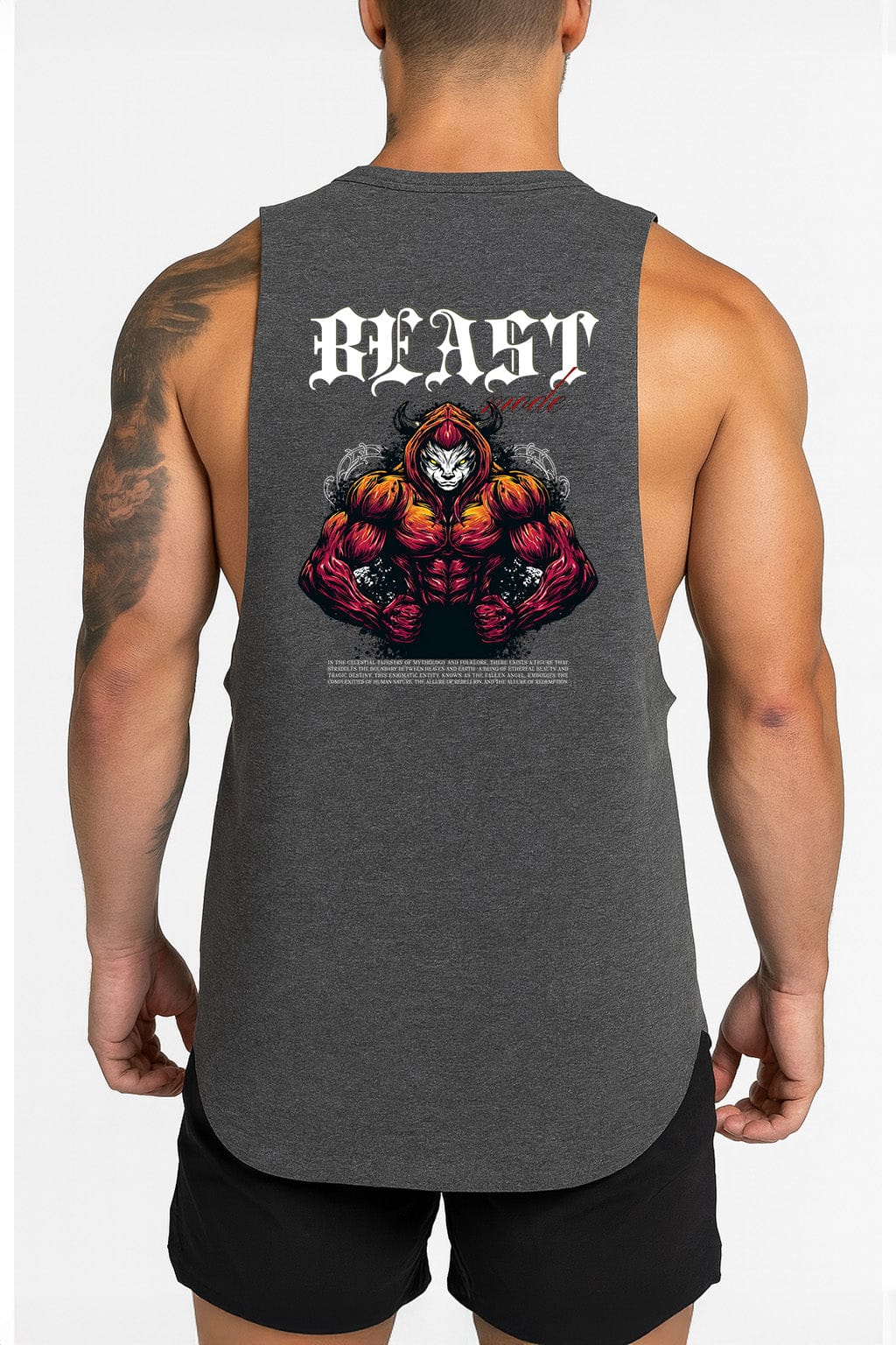 Gray / M Victorious Beast Mode (Drathune Core) High-Neck Gym Tank-Top