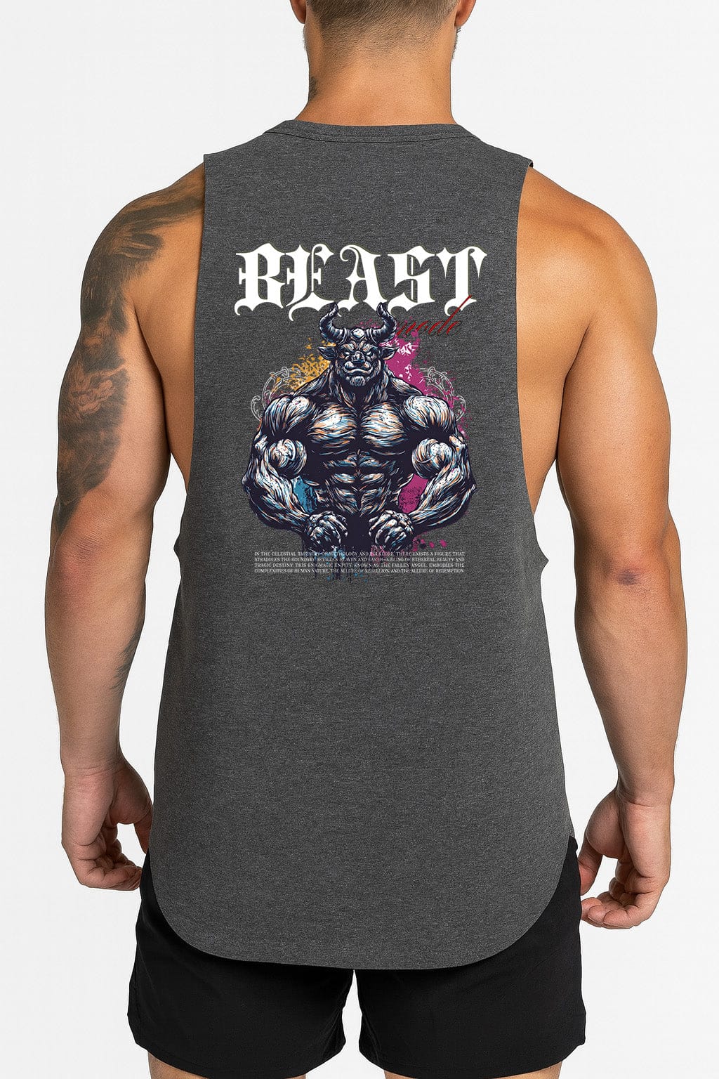 Gray / M Victorious Beast Mode (Thalvion-6) High-Neck Gym Tank-Top