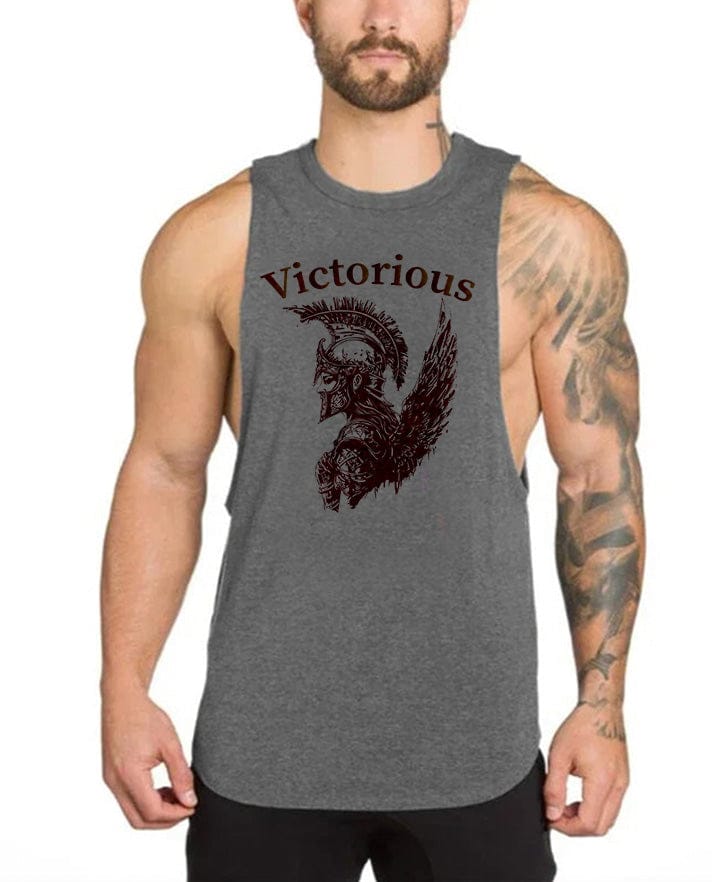 Gray / M Victorious Valkyrie's Battle (Men Gym Tank-Top)