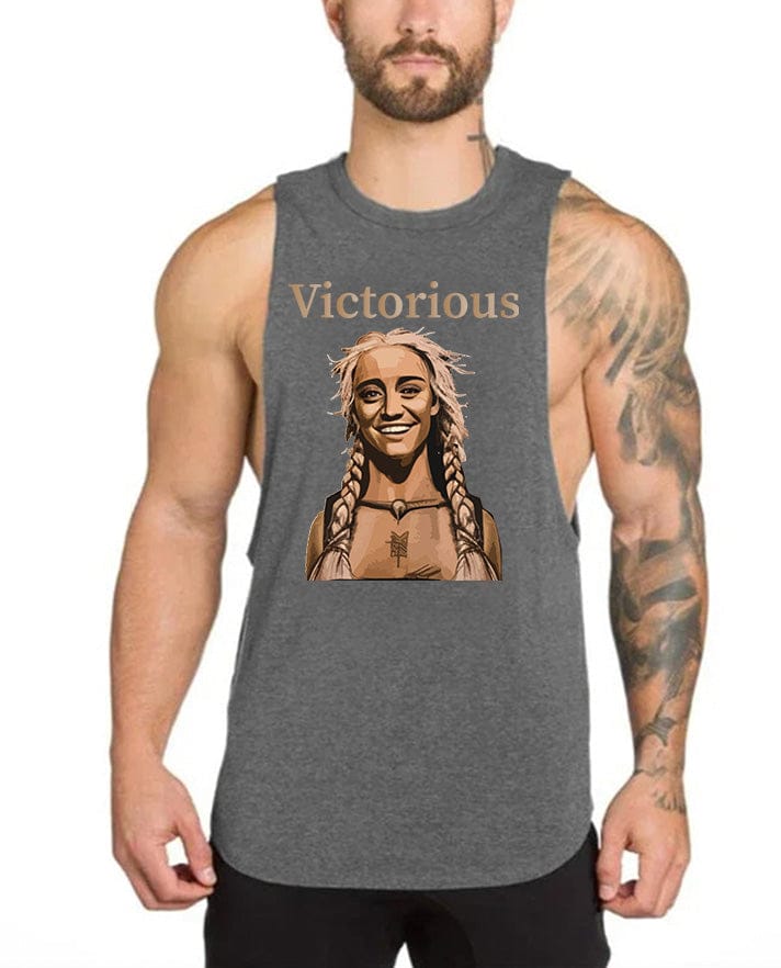 Gray / M Victorious Valkyrie's Joy (Men Gym Tank-Top)