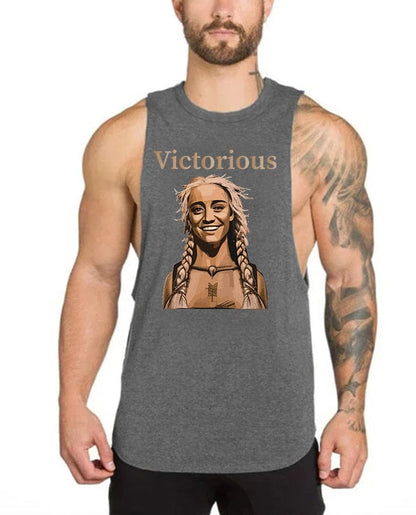 Gray / M Victorious Valkyrie's Joy (Men Gym Tank-Top)