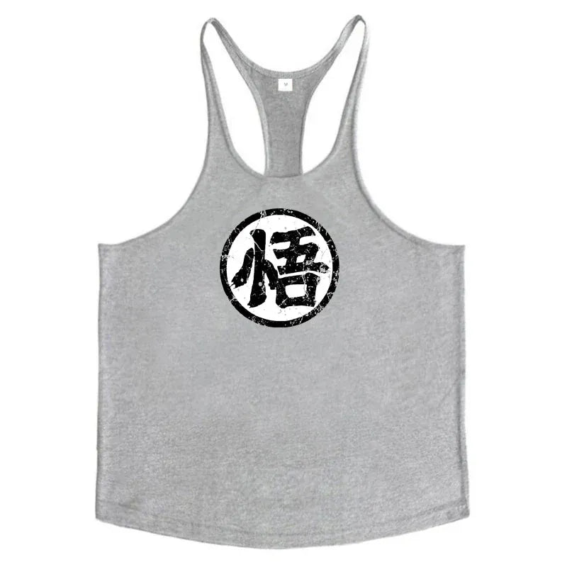 Gray / S Gym Fitness Bodybuilding Tank Top/ Mens Sleeveless Y-back Tank Tops