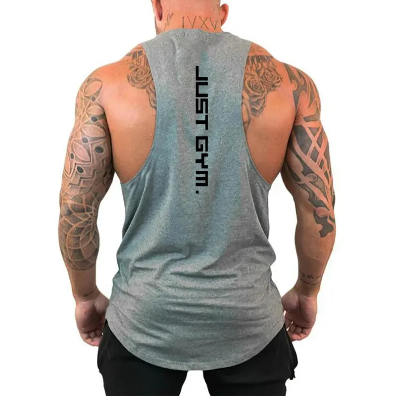 Gray / S Men's Workout Muscle Tank Top/ Bodybuilding Gym Tank Top