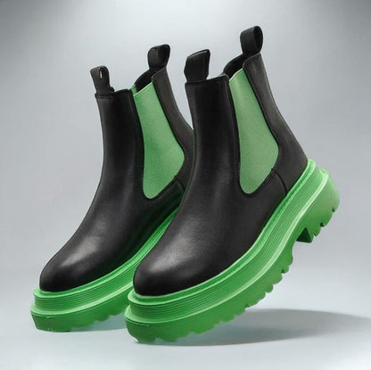 Green / 38 Green and Black leather boots/ Victorious Aether Arc Chelsea Boots Men's Size