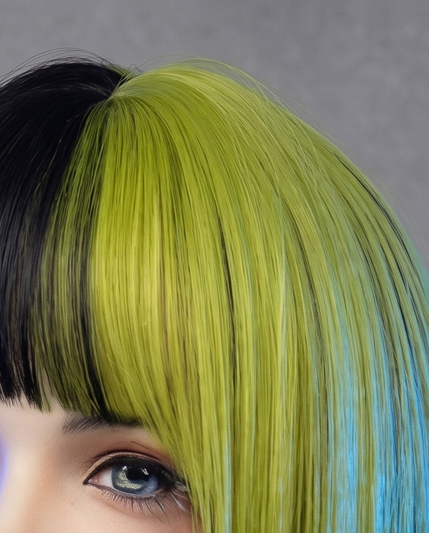 Green and Black Black and Green Mix Layer Wig