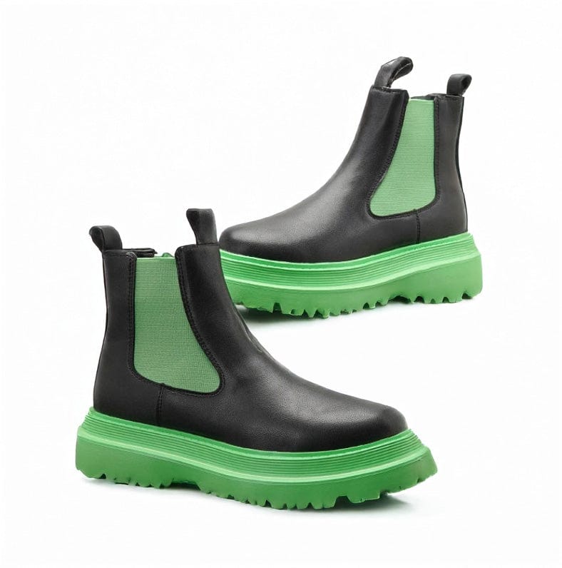 Green and Black leather boots/ Victorious Aether Arc Chelsea Boots Men's Size