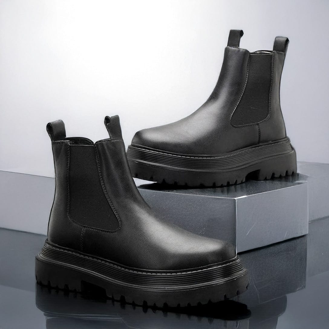 Green and Black leather boots/ Victorious Aether Arc Chelsea Boots Men's Size