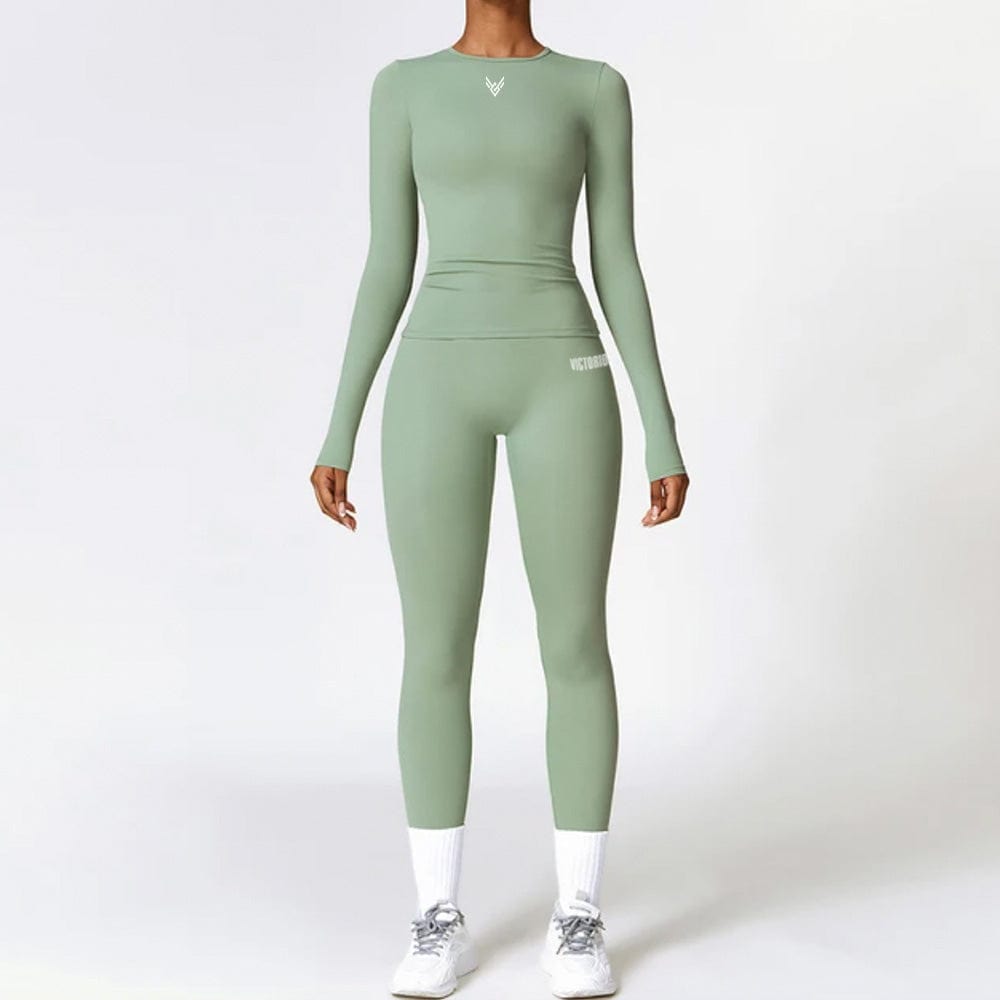 green / S 2-Piece Full Sport Suit by Victorious – Matching Leggings & Top Set for Gym, Yoga & Active Lifestyle