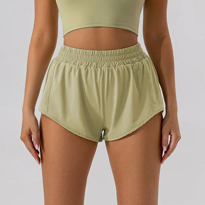 Green / S 4 Fitness Low Waist 2.5 Inch Shorts Women (Victorious FluxNet Shorts)