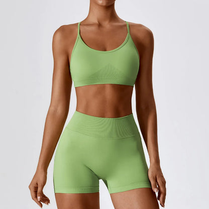 Green / S Women'S Gym Yoga Set/ Moisture Wicking Full Sets/ Short & Bra (Victorious AlpFlex)