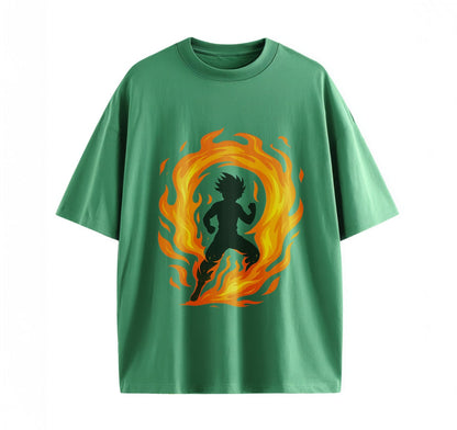 Green / XS Cosmic Battle Anime Oversize T-Shirt