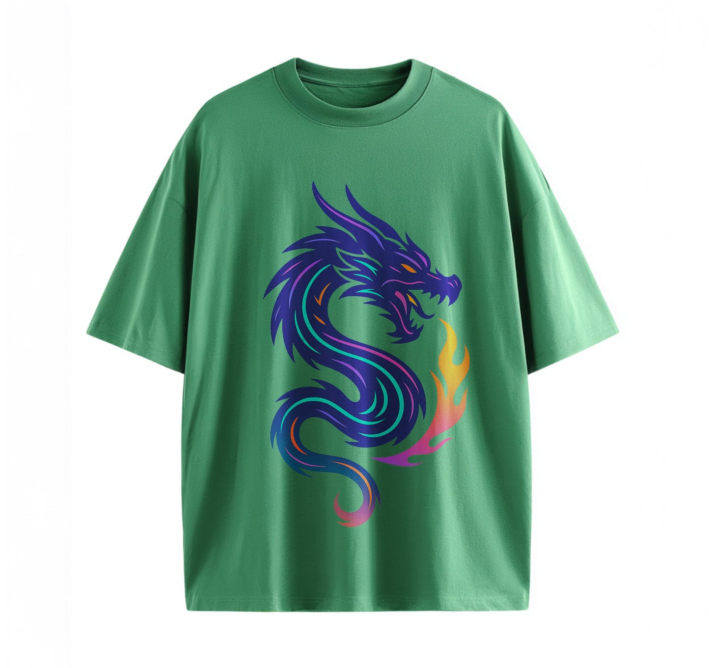 Green / XS Dragon Symbol Anime Oversize T-Shirt