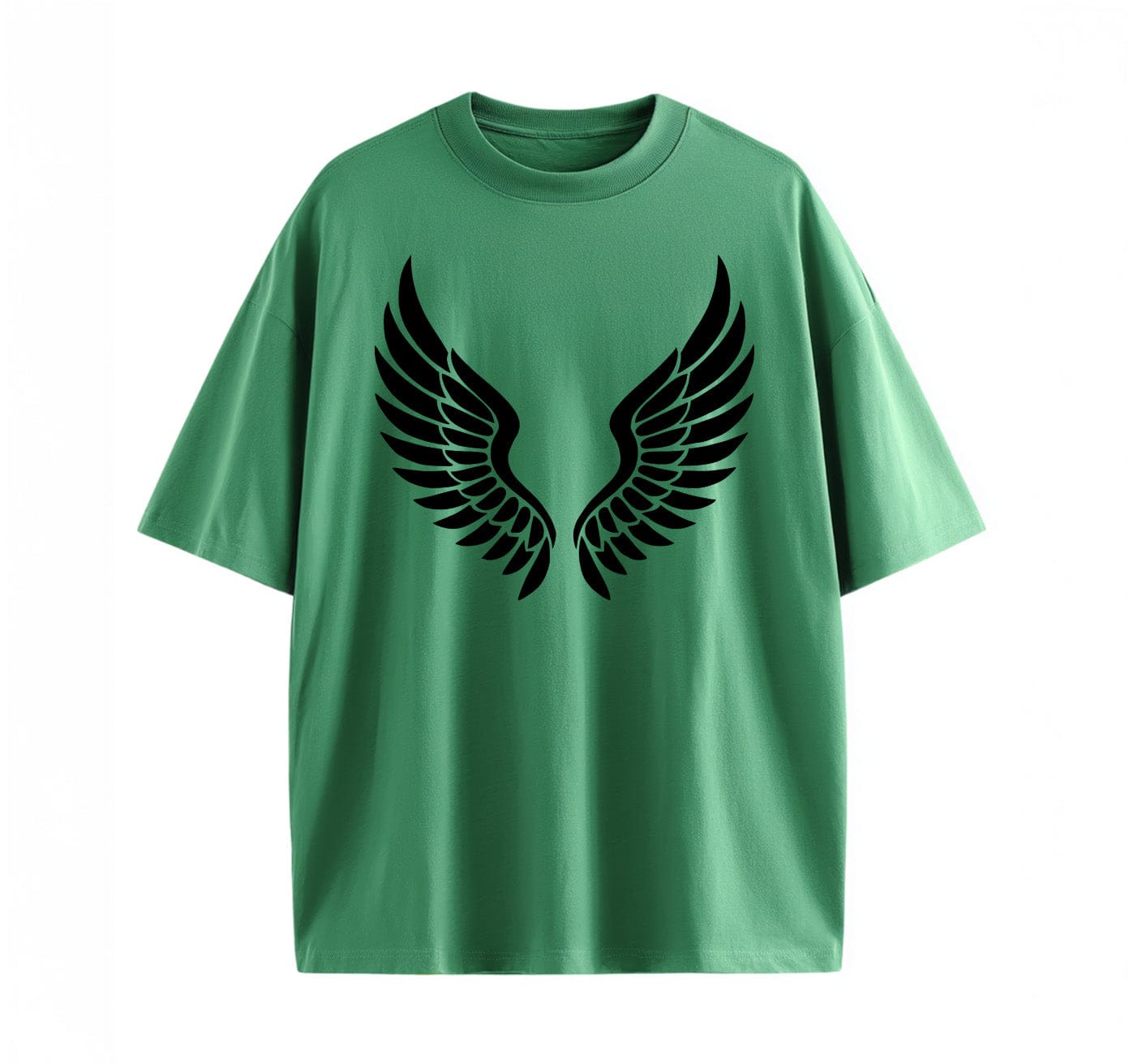 Green / XS Leaf‑Swirl Symbol Anime Oversize T-Shirt