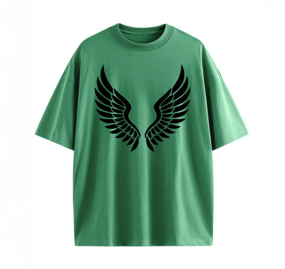 Green / XS Leaf‑Swirl Symbol Anime Oversize T-Shirt