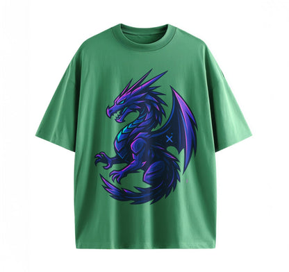 Green / XS Neon Dragon Anime Oversize T-Shirt