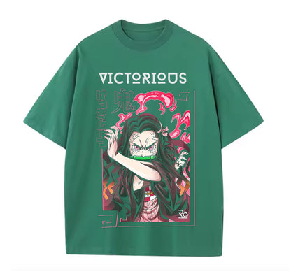 Green / XS Nezuko (Demon Slayer)  Anime Oversize T-Shirt