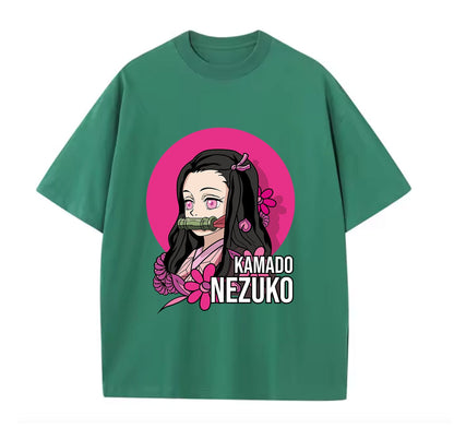 Green / XS Nezuko (Demons Slayer) Anime Oversize T-Shirt
