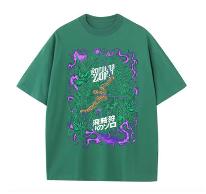 Green / XS Zoro (One piece) Anime Oversize T-Shirt