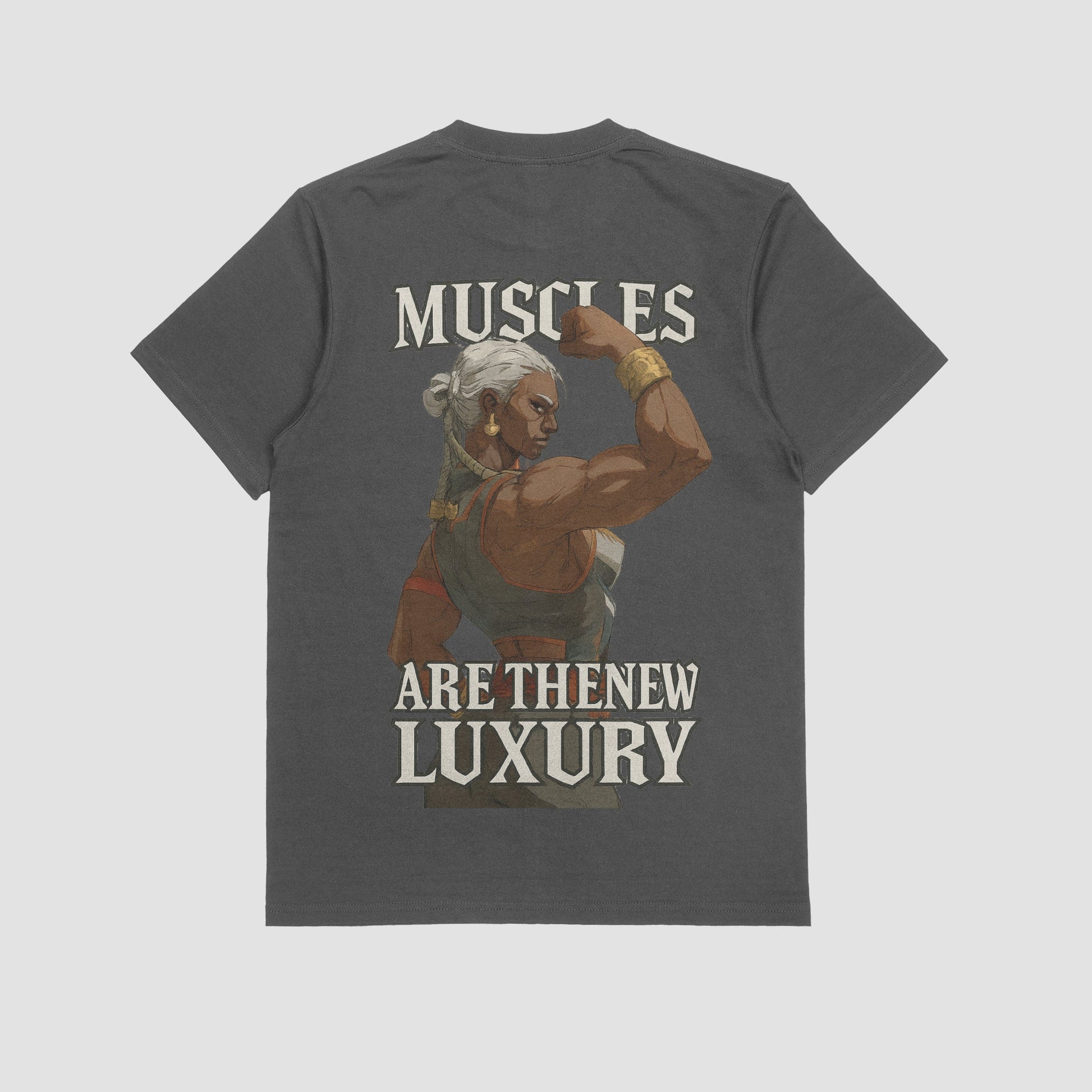 Grey / M Ambessa "Muscles are the new luxury" Gym T-shirt (Oversized)
