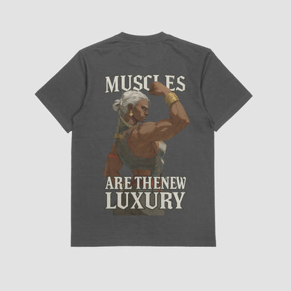 Grey / M Ambessa "Muscles are the new luxury" Gym T-shirt (Oversized)