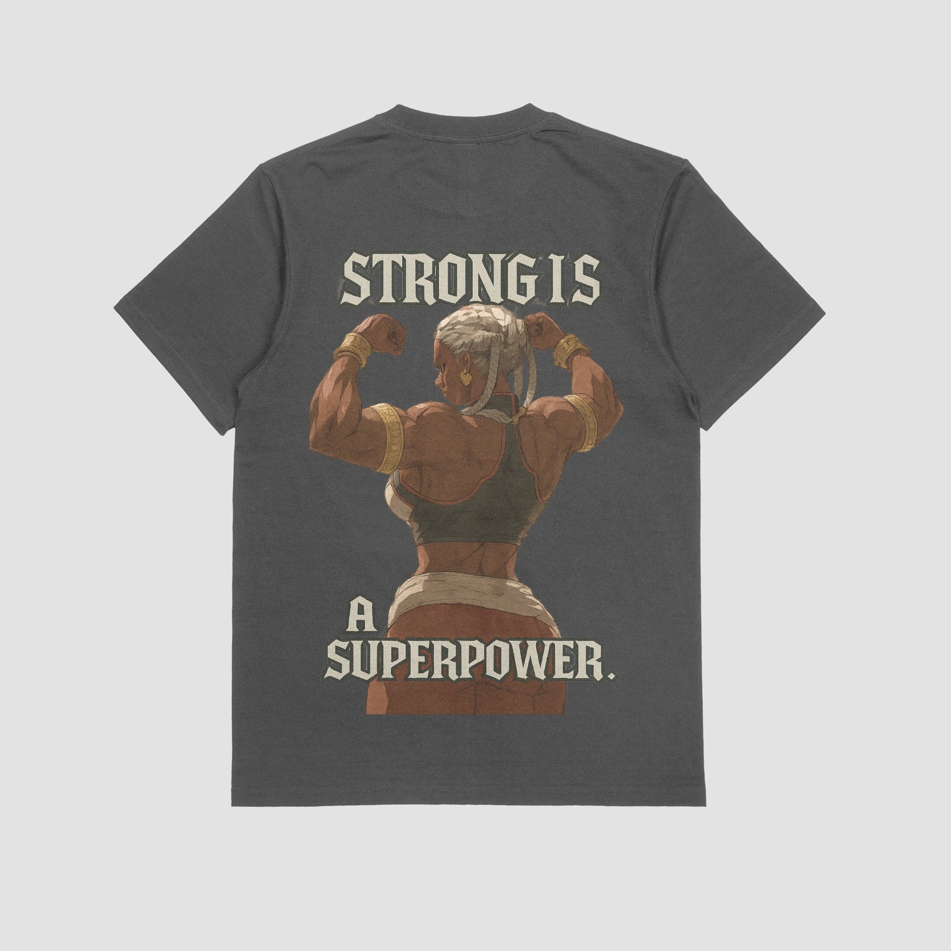 Grey / M Ambessa "Strong is a superpower" Gym T-shirt (Oversize)